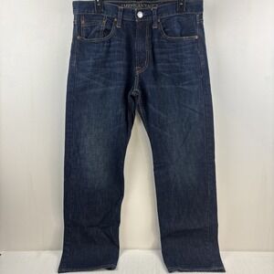 American Eagle Men's Relaxed Straight‎ Jeans Size 32x32 Dark Wash EUC